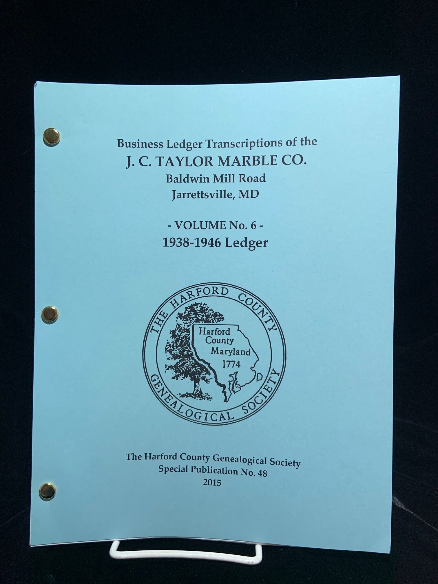 Business Ledger Transcriptions of the J. C. Taylor Marble Company. Volume 6.